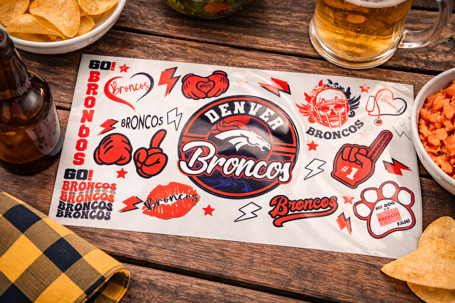 16oz Broncos UV DTF Wrap