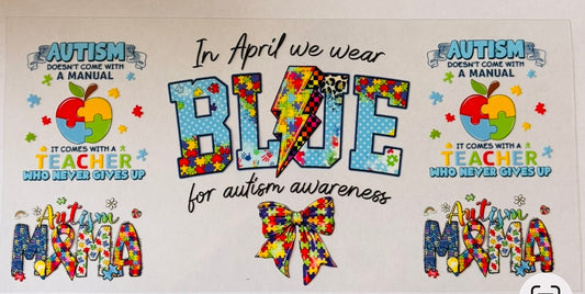 Autism Awareness 16oz UV DTF Wrap