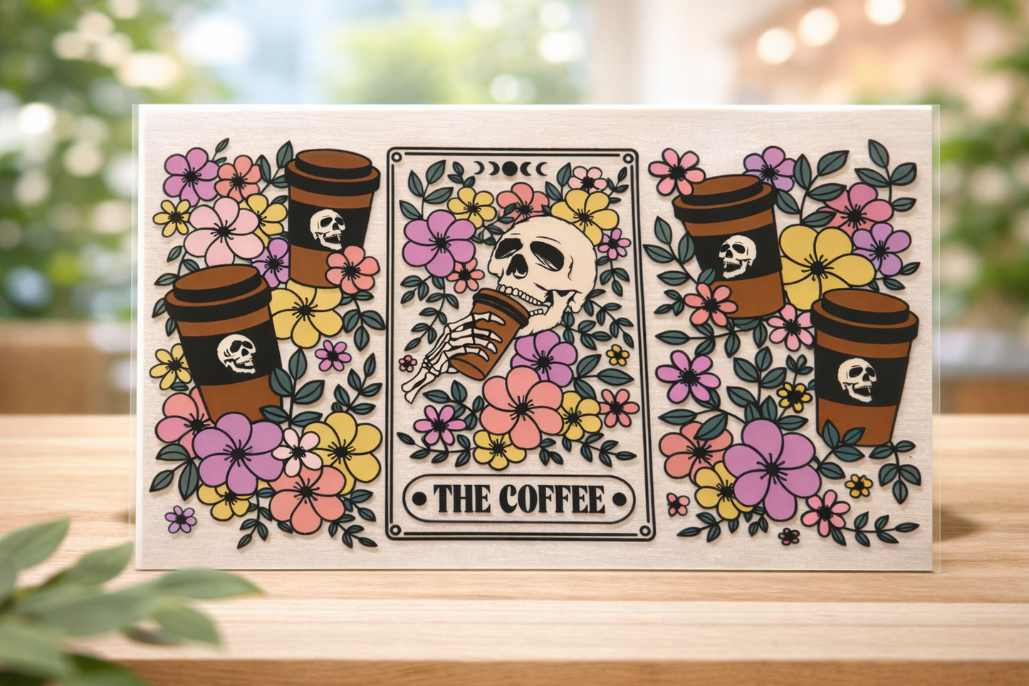 16oz Coffee and Flower UV DTF
