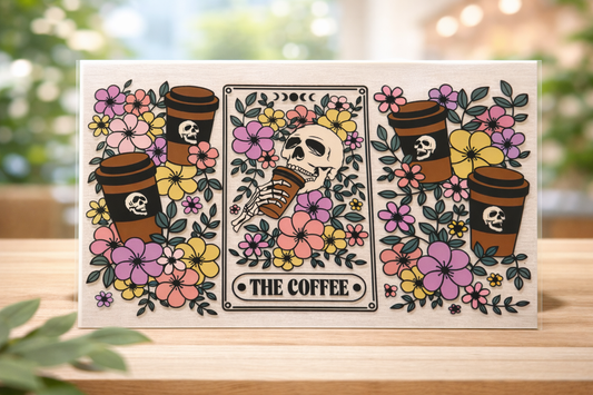 16oz Coffee and Flower UV DTF