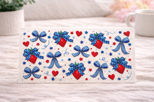 16oz Bow Strawberry UV DTF Wrap